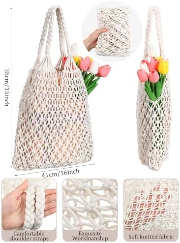 Aliceset 6 Pcs Macrame Tote Bags for Women Bridesmaid Beach Party Gifts