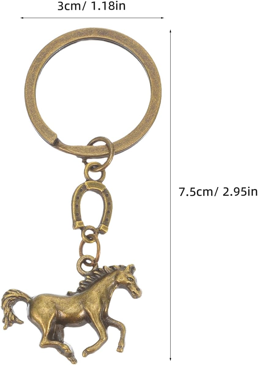 LUOZZY 20pcs Horse Year Keychain Metal Keyring with Horseshoe Design