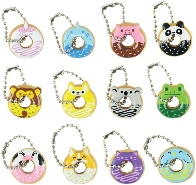 GEDDES Raymond I Love Donuts Animals Keychain Necklaces - 100 Mini Donut Charms