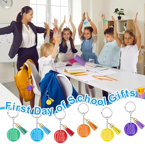 Inspirational Rainbow Keychain with Tassels for Kids