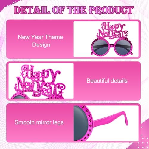 2025 Happy New Year Eyeglasses Glitter Round Funny Party Glasses