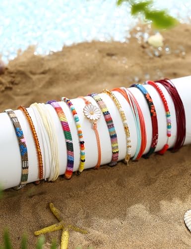 LOLIAS 24 Pieces Waterproof String Bracelets for Women