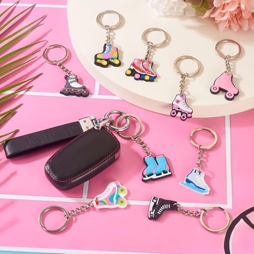 9Pcs Ice Skate Keychains for Backpack Car Keys Party Favors Gifts