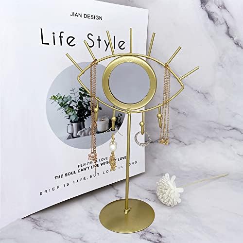 Jewelry Organizer Holder with Mirror Evil Eye Stand for Women Girls