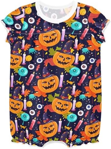Emelivor Halloween Pumpkin Candle Bodysuits for Baby Girls 3M-24M