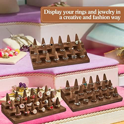 Juexica 4 Pc Wood Ring Display Stand Set