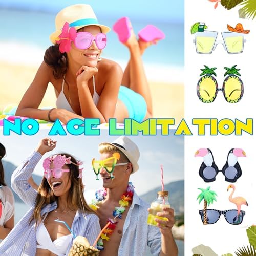 Weewooday 20 Pair Hawaiian Party Sunglasses Funny Photo Props