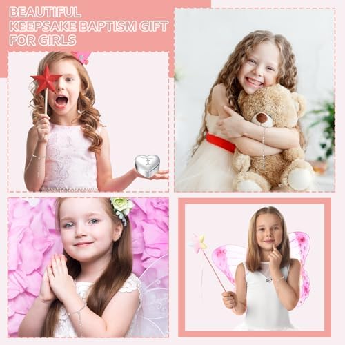 Quelay 2 Pcs Heart Jewelry Box and Baby Rosary Set