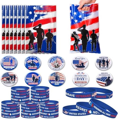 Talltalk 150 Pcs Patriotic Veterans Day Accessories Set
