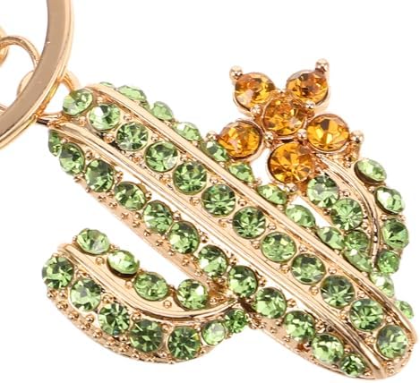 LOGOFUN 4PCS Sparkling Rhinestone Cactus Keychain