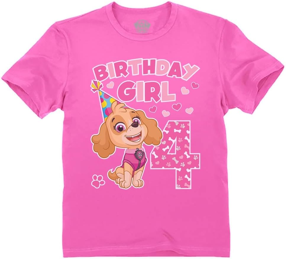Skye Paw Patrol 4th Birthday Tee for 4 Year Old Girl
