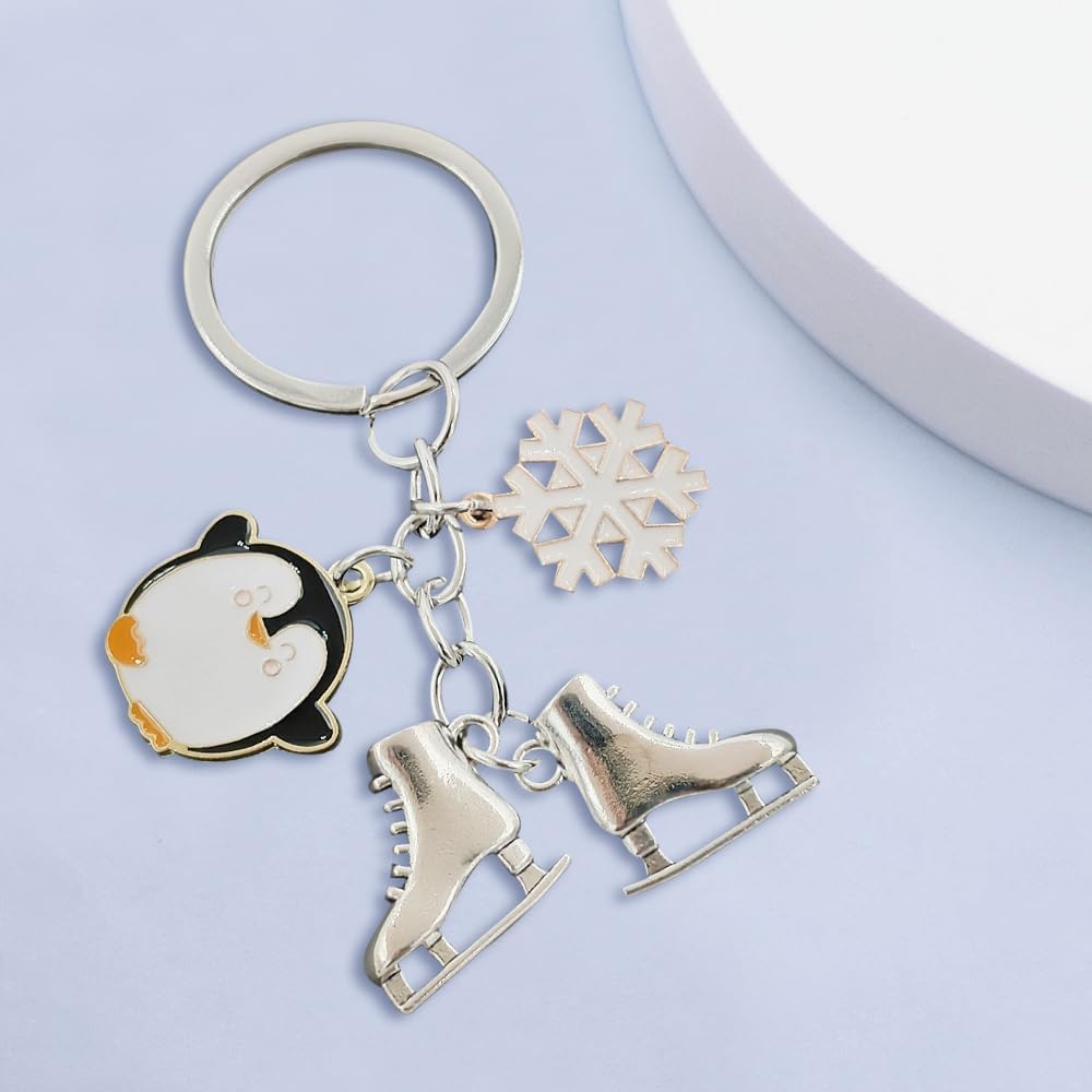 iMagitek 25 Pcs Winter Penguin Keychains Skating Snowflake Gifts