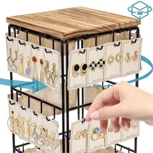 360 Rotating Earring Display Stand with 48 Hooks