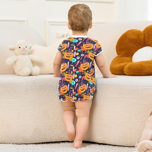 Emelivor Halloween Pumpkin Candle Bodysuits for Baby Girls 3M-24M