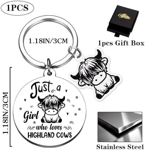 Highland Cow Keychain Cute Girl Gift for Cow Lovers