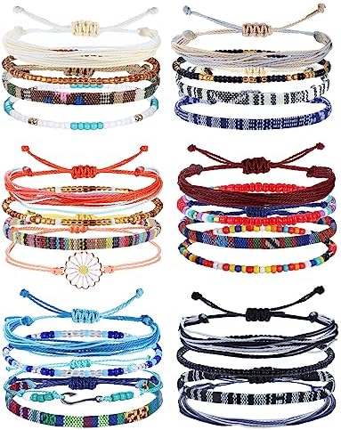 LOLIAS 24 Pieces Waterproof String Bracelets for Women
