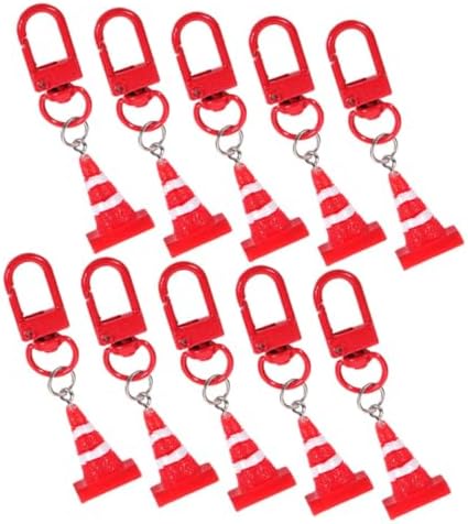 Kisangel 5pcs Resin Traffic Cone Keychain Pendant Set