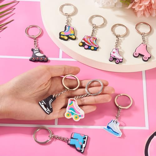 9Pcs Ice Skate Keychains for Backpack Car Keys Party Favors Gifts
