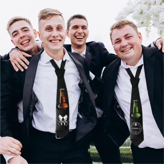 PartyGiftsbeyond Groomsmen Proposal Gifts 7pcs Funny Bottle Can Holder Necktie