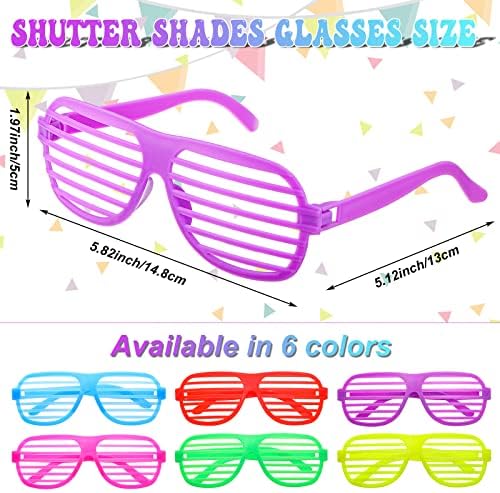 100 Pack Neon Plastic Shutter Shades Sunglasses