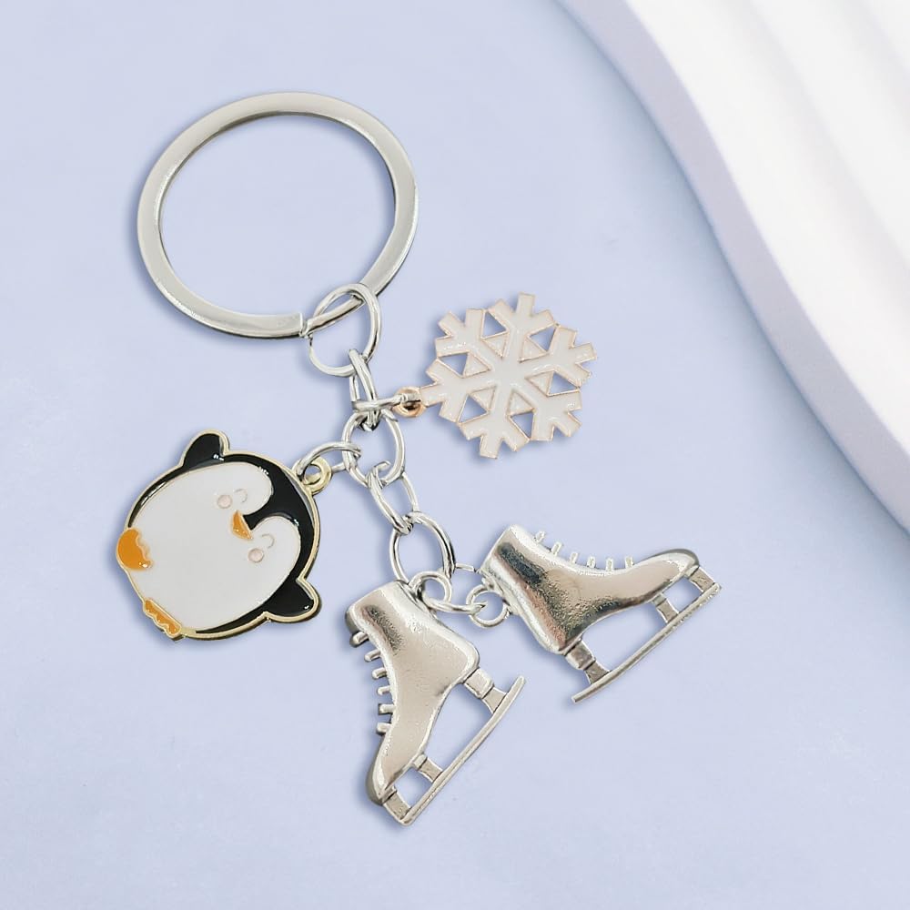 iMagitek 25 Pcs Winter Penguin Keychains Skating Snowflake Gifts
