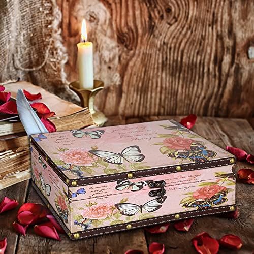 Elldo0 Butterfly Treasure Chest Box for Jewelry and Keepsakes