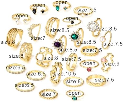 Gold Boho Sparkle Knuckle Rings Set For Women