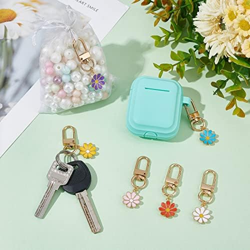 PH PandaHall 24pcs Daisy Enamel Keychain Set