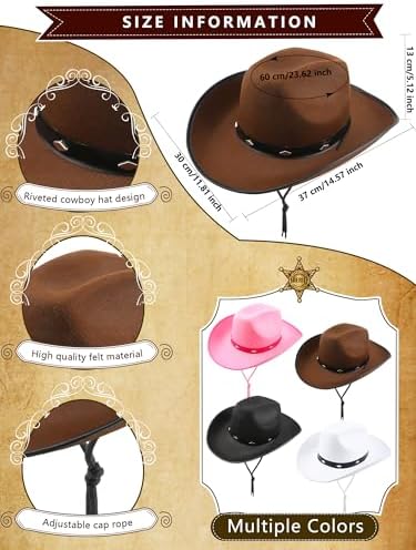 4 Pack Studded Cowboy Hats for Adult Cowgirl Cowboy Style