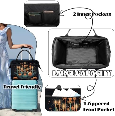 Halloween Pumpkin Candle Gym Bag for Women Men