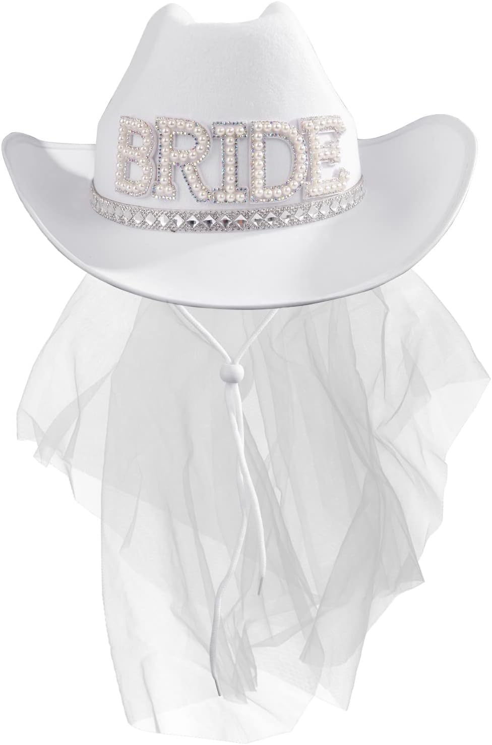 MGupzao Bridal Cowboy Hat with Veil