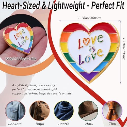 2PCS Love is Love LGBTQ Heart Rainbow Pins