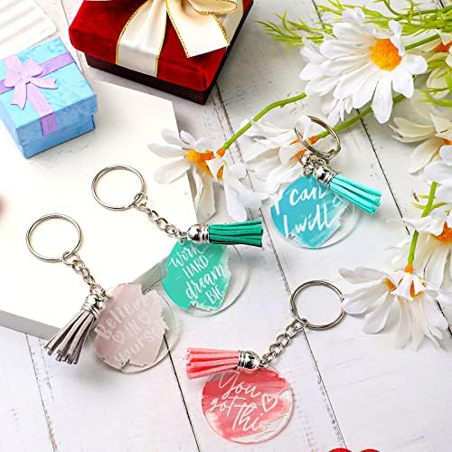 Chunful 100 Pcs Inspirational Acrylic Keychain with Tassels