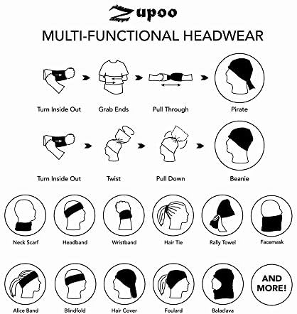 Zupro 6PCS Multi-Functional Headband Scarf Bandana for Men Women