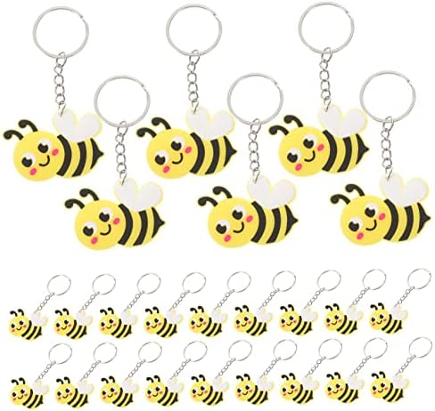 24 Pcs Cute Bee Keychains for Bags and Decor