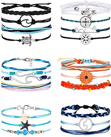 Hicarer 21 Piece Surfer Wave Bracelet Set