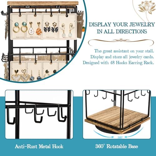 360 Rotating Earring Display Stand with 48 Hooks
