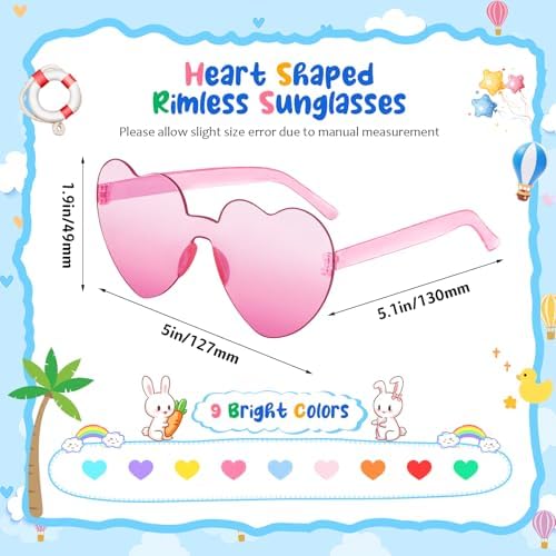 SUNOVELTIES 18 Heart Shape Rimless Kids Sunglasses