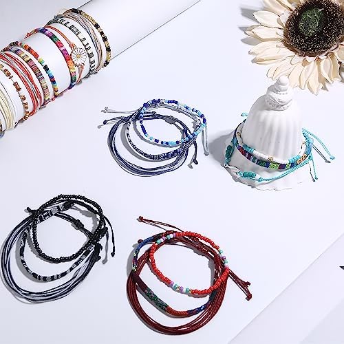 LOLIAS 24 Pieces Waterproof String Bracelets for Women