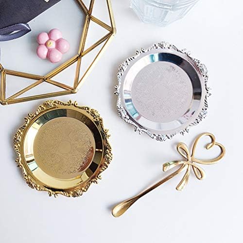 EXCEART Vintage Round Iron Trinket Tray