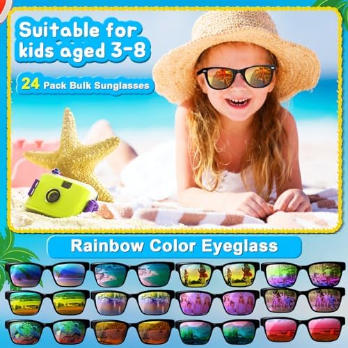 Neon Sunglasses for Kids 4-8 Years 24 Packs