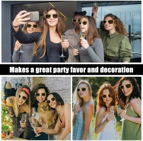 6 Pack Retro Gold Sunglasses for Men Women Party Supplies