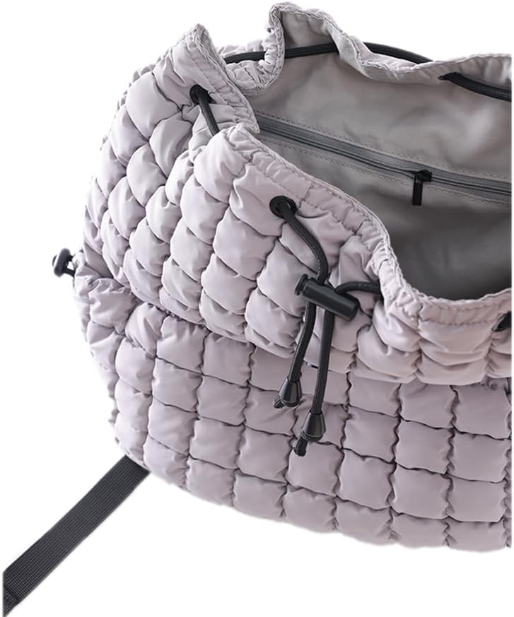 VAKAER Lightweight Quilted Hiker Backpack for Women Light Gray