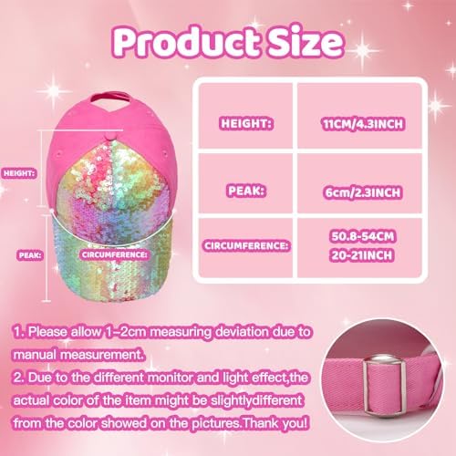 BROMZ Girls Glitter Ponytail Baseball Cap for 4-12 Years