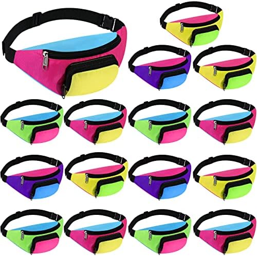 Tarpop 16 Pieces Neon Retro Fanny Pack Belt Bag