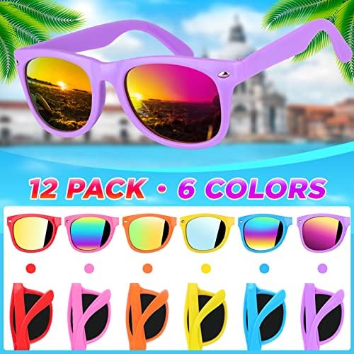 12 Pack Neon Kids Sunglasses with UV400 Protection