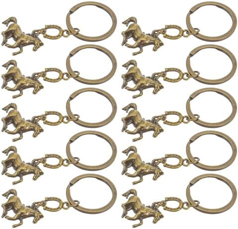 TIKTOLA 20pcs Horse Year Keychain Metal Keyring with Horseshoe Design