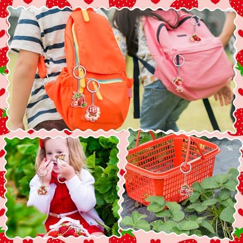 Kigeli 60 Pcs Strawberry Keychains for Kids and Adults