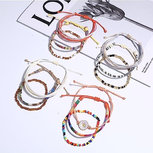 LOLIAS 24 Pieces Waterproof String Bracelets for Women
