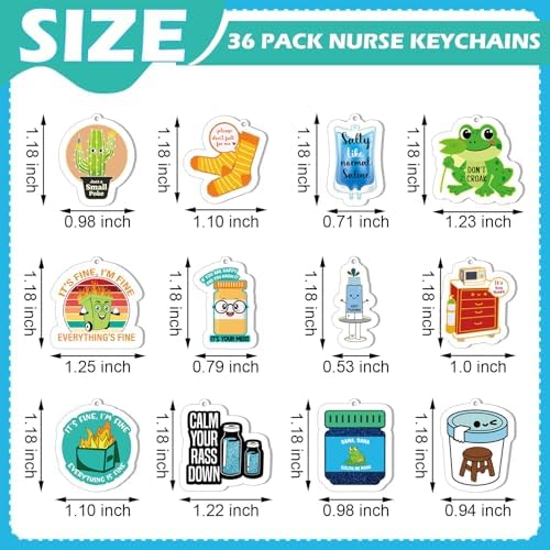 Sureio 36 Pcs Funny Nurse Keychains for Women